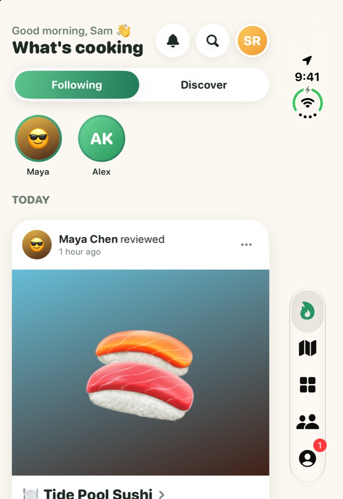 Forkly folded on iPhone Duo's outer screen, showing the feed